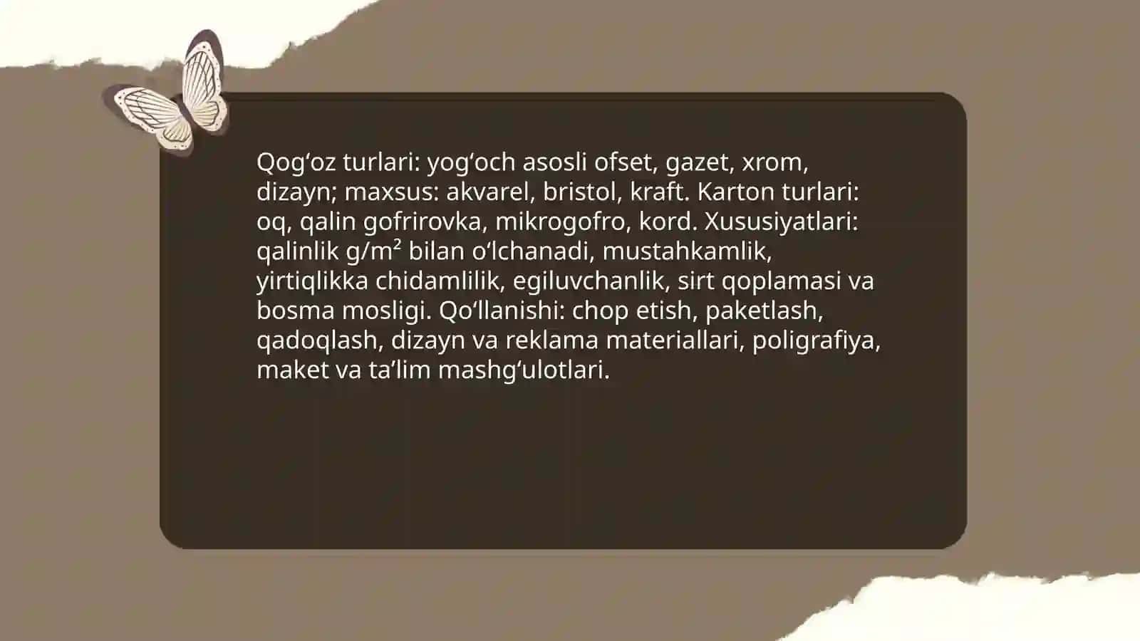 Qogʻoz va karton bilan ishlash darslarining mazmuni 3