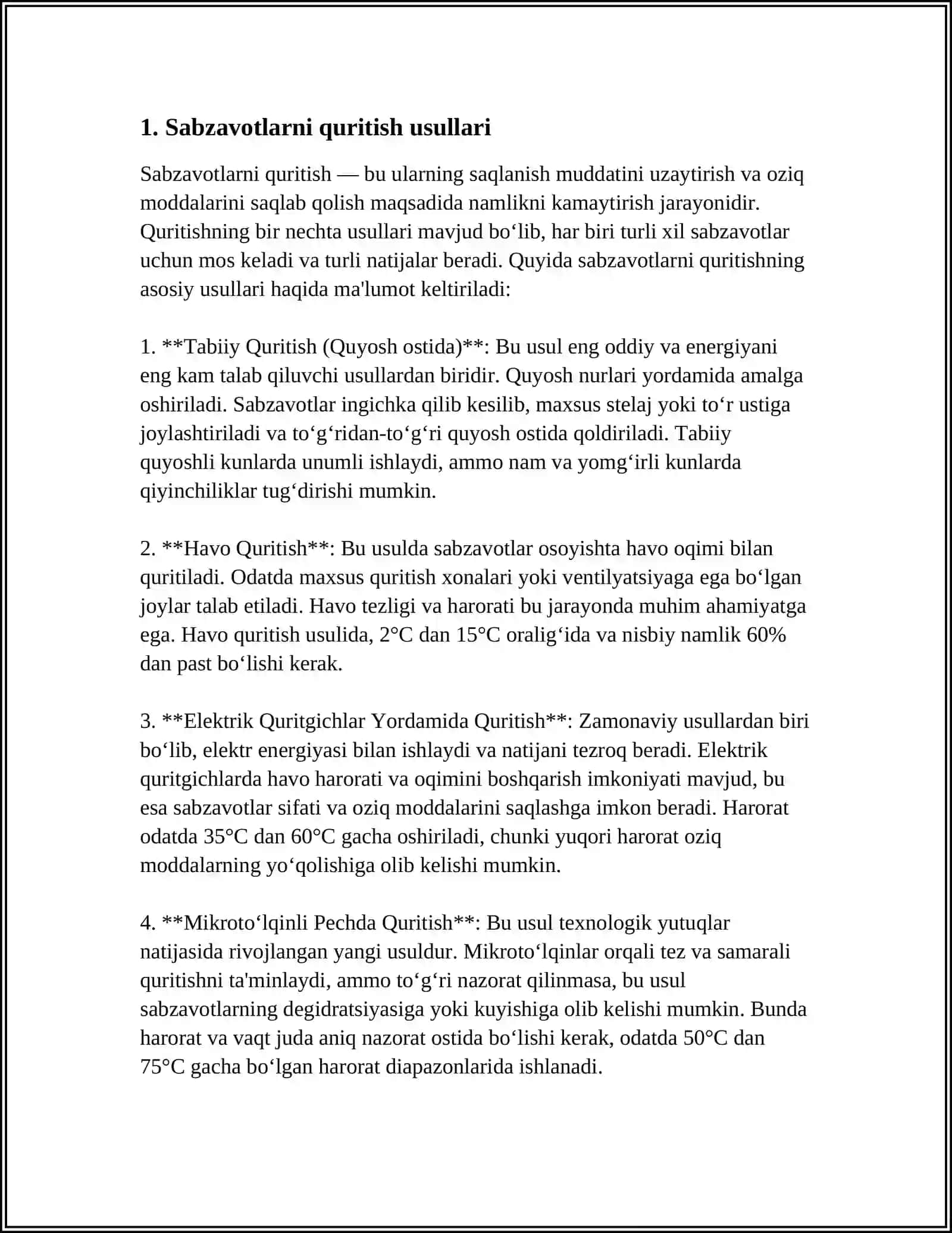 MUSTAQIL ISH Mavzu: SABZAVOT VA MEVALARNI SAQLASHNING XALQ USULLARI 3