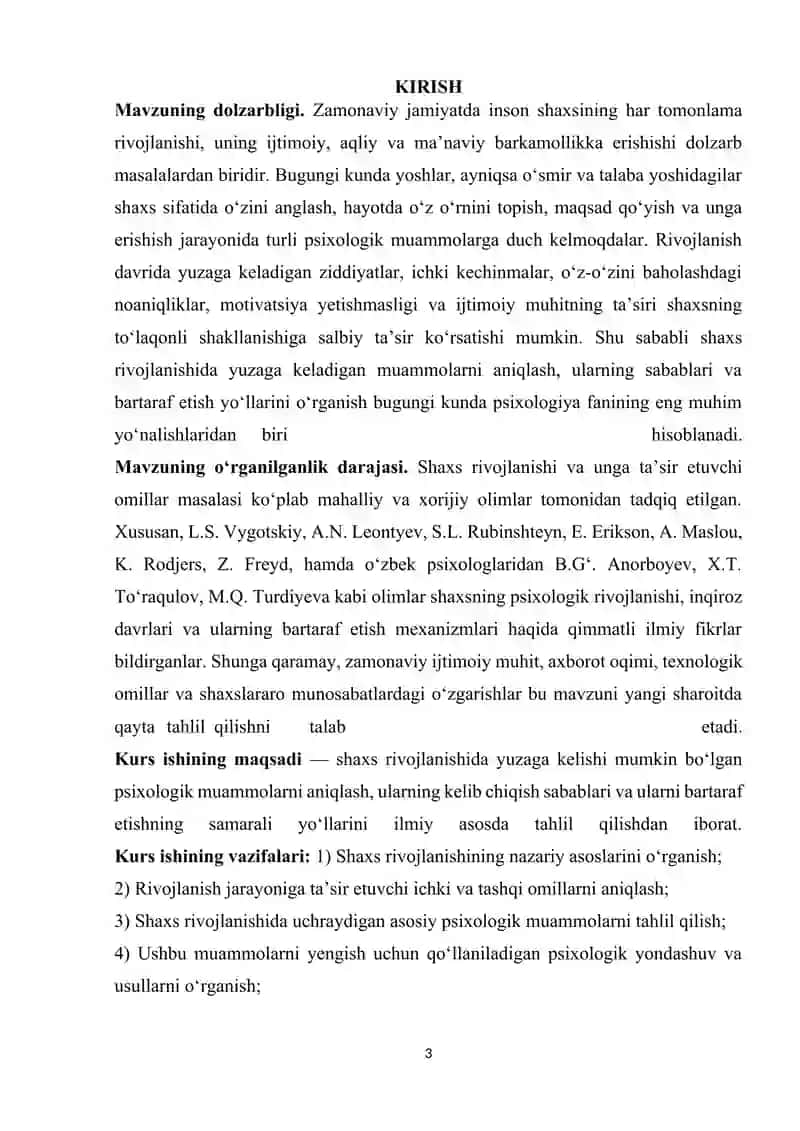 SHAXS RIVOJLANISHIDA YUZAGA KELISHI MUMKIN BO’LGAN MUAMMOLAR 3