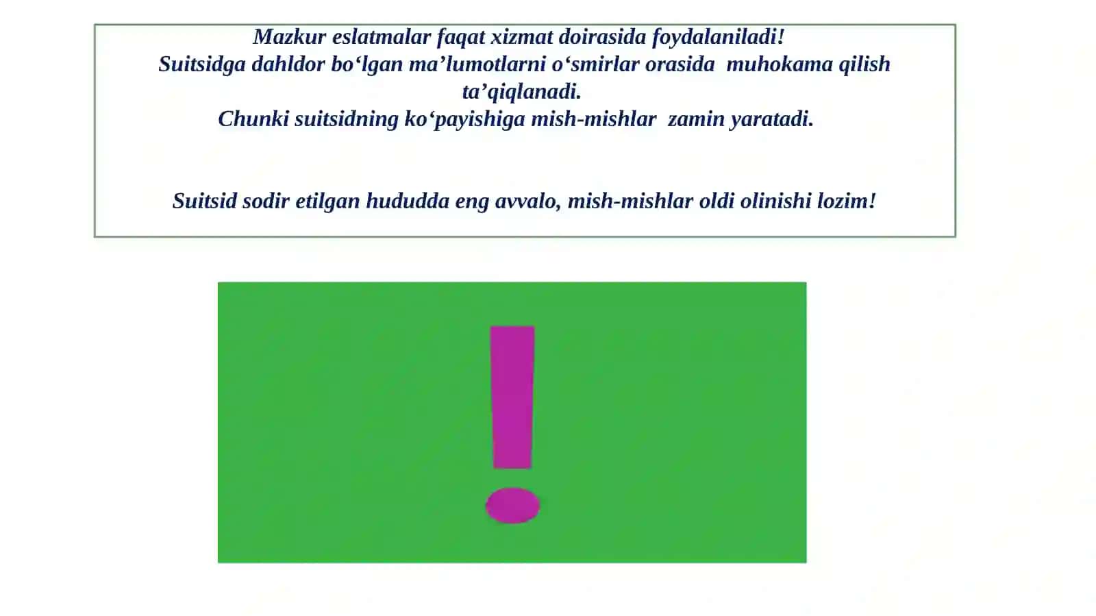 Bolalar va oʻsmirlar oʻrtasidagi suitsid (sinf rahbari va psixologlar uchun ota-onalarga yigʻilishiga metodik eslatmalar) 3