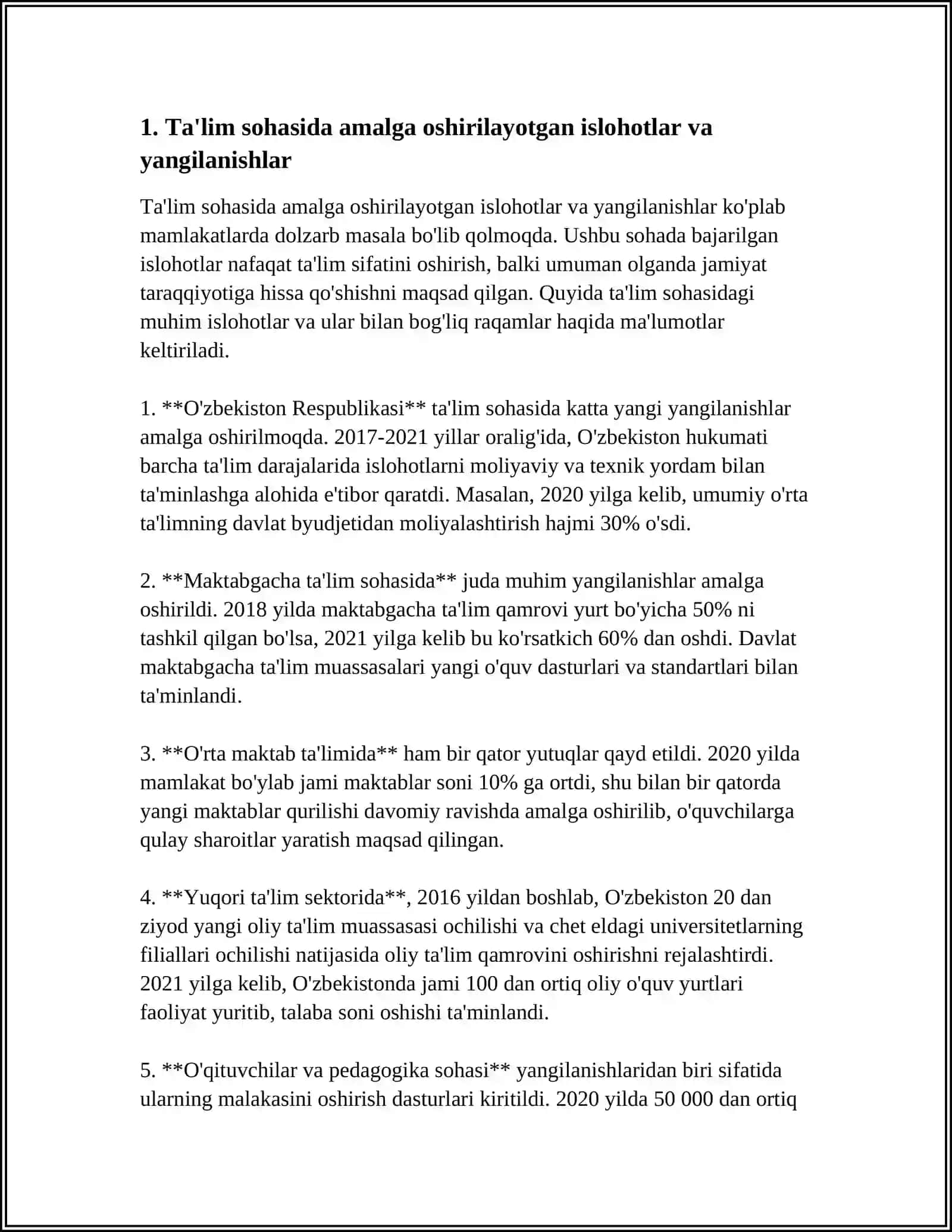 OʻZBEKISTONDA IJTIMOIY SOHADA AMALGA OSHIRILAYOTGAN OʻZGARISHLAR MAZMUN VA MOHIYATI 3
