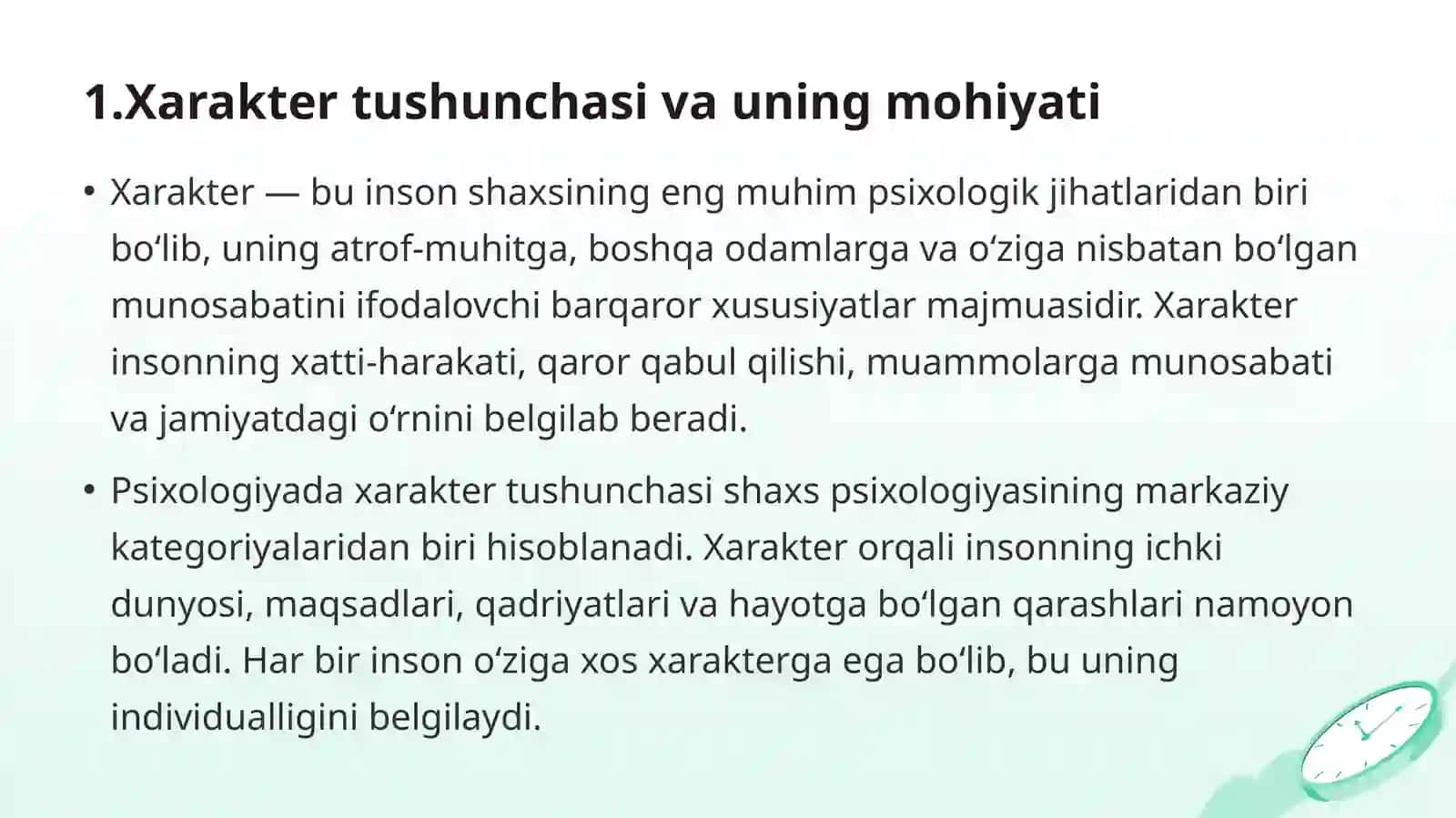 Xarakter haqida tushuncha Prezentatsiya 3