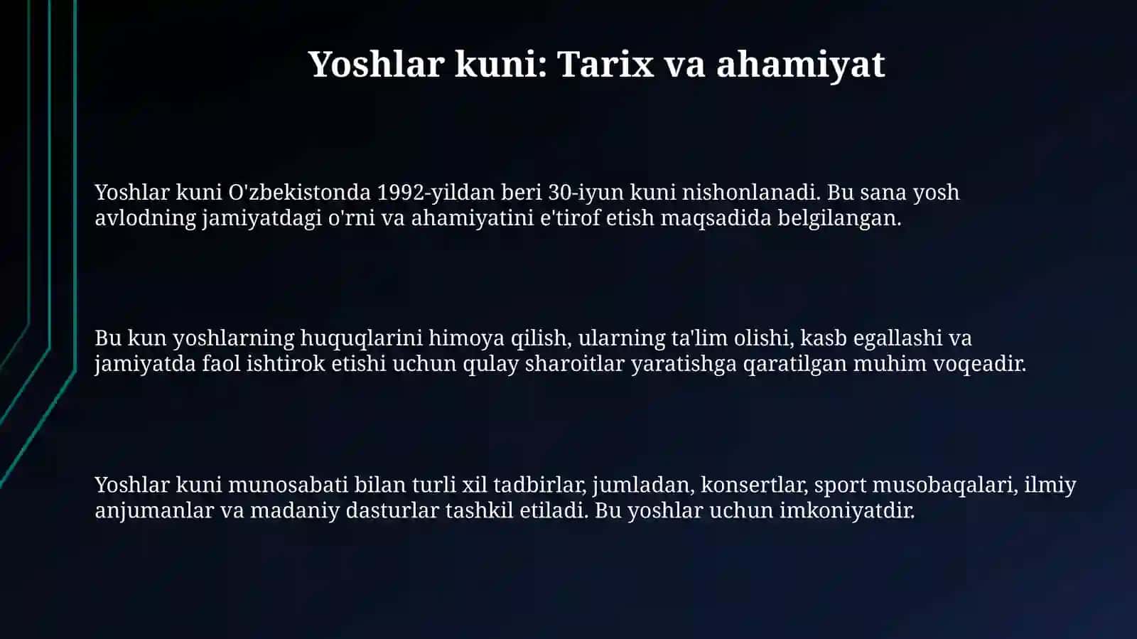 Yoshlar kuniga ssenariy 3