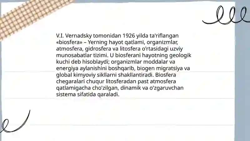 V.I.Vernandoskiyning biosfera haqidagi ta'limoti 3