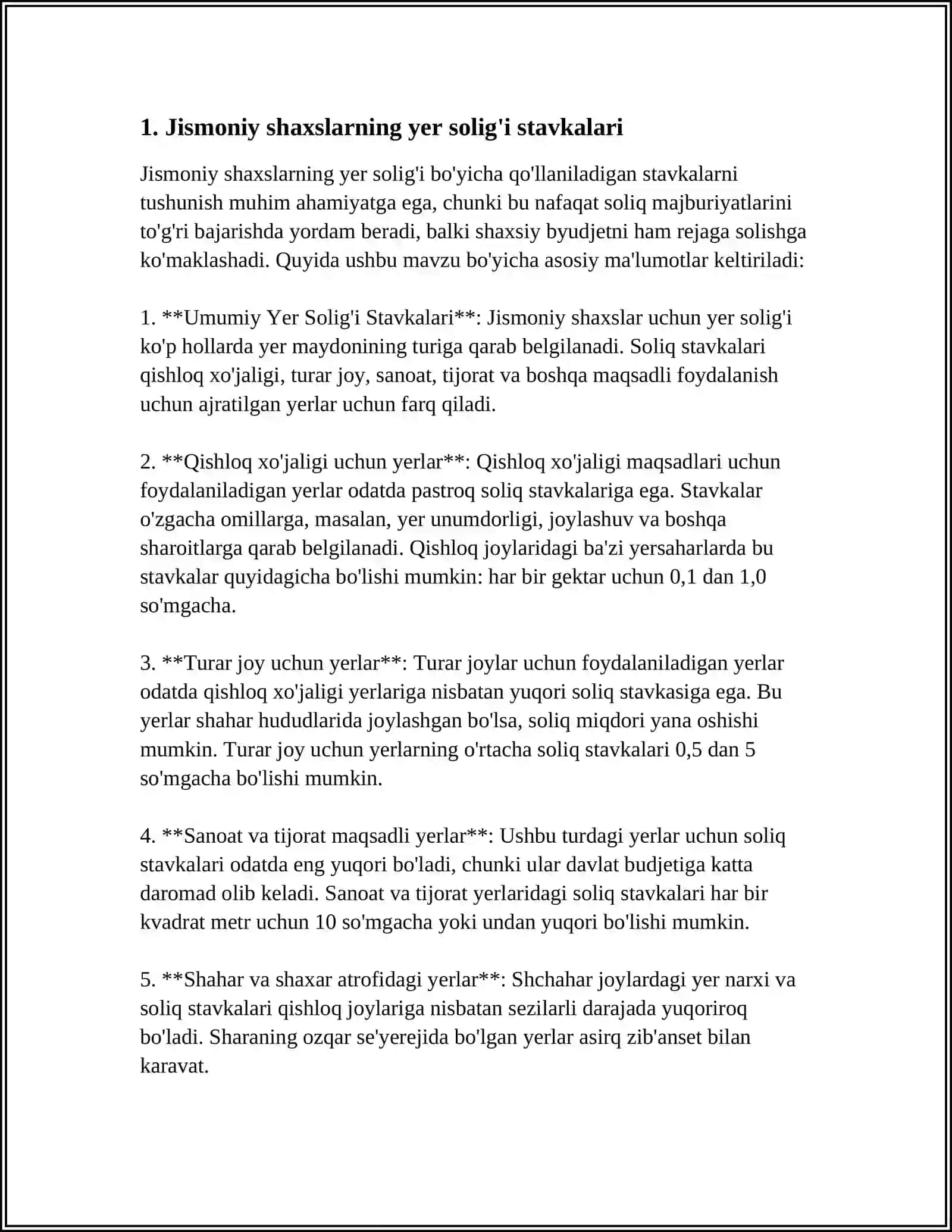 Jismoniy shaxslarning yer solig'i stavkalari 3