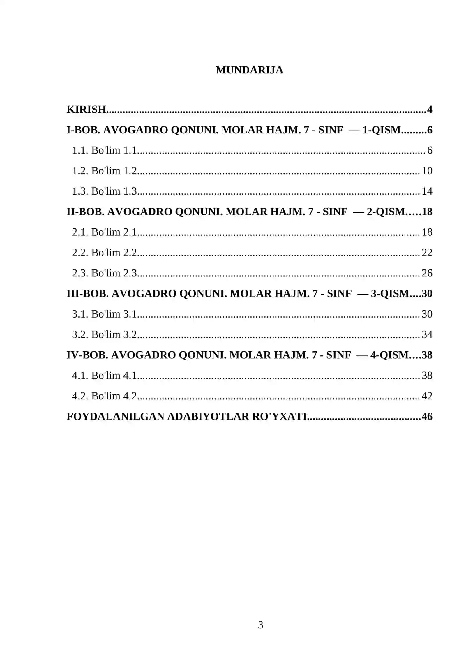 AVOGADRO QONUNI. MOLAR HAJM. 7 - SINF 3