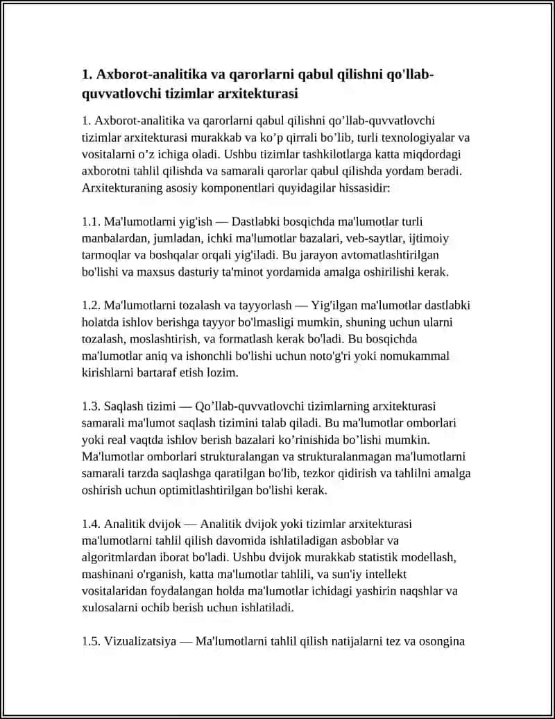 AXBOROT ANALITIKA VA QARORLARNI QABUL QILISHNI QO'LLAB QUVVATLOVCHI TIZIMLAR 3