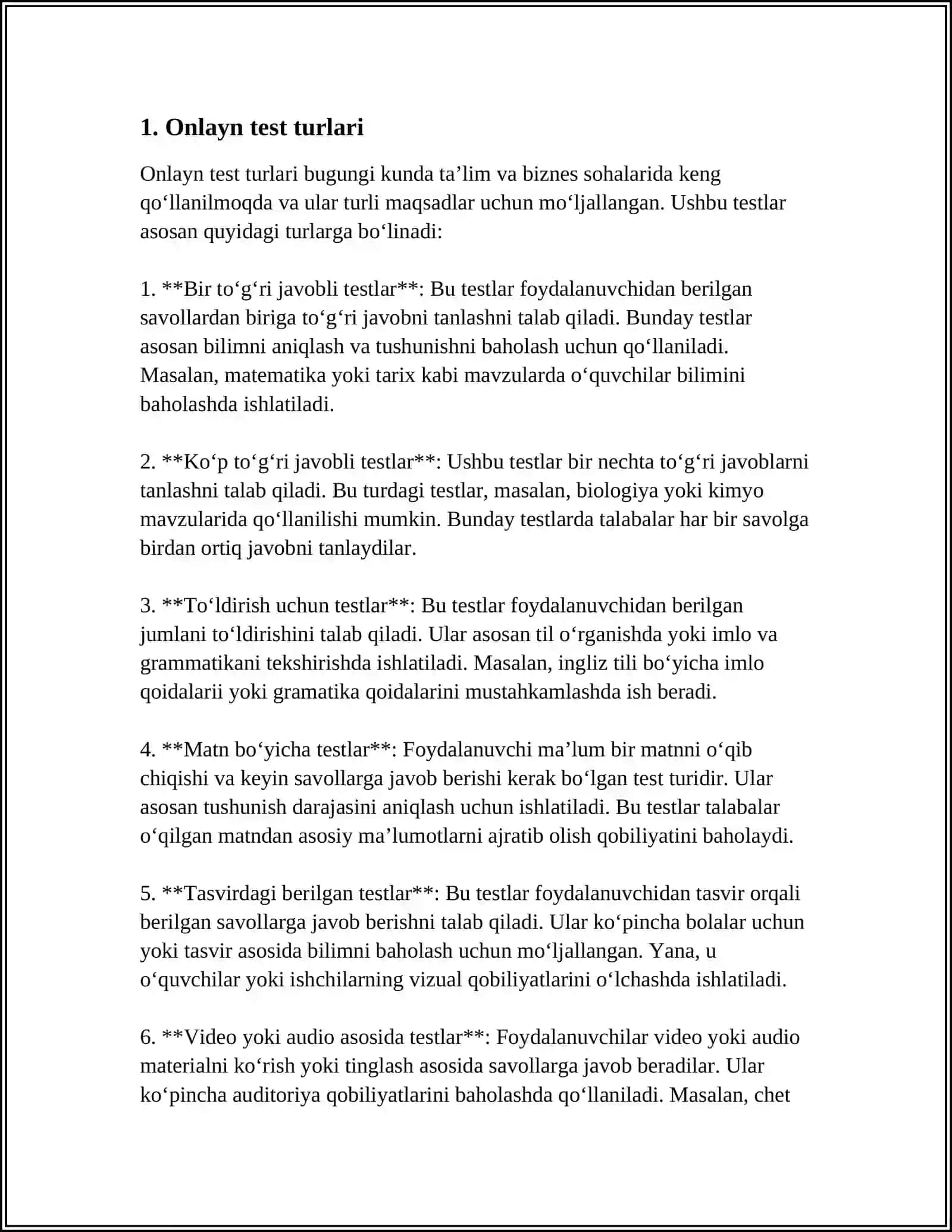 ONLAYN TESTLAR 3