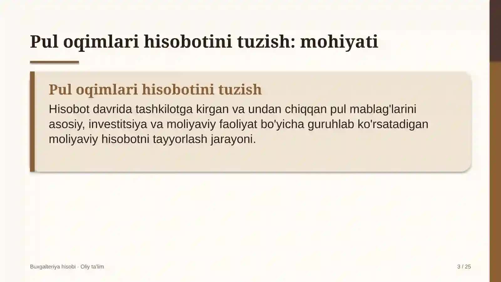 Chinni-fayans sanoatida pul oqimlari to'g'risidagi hisobotni tuzish 3