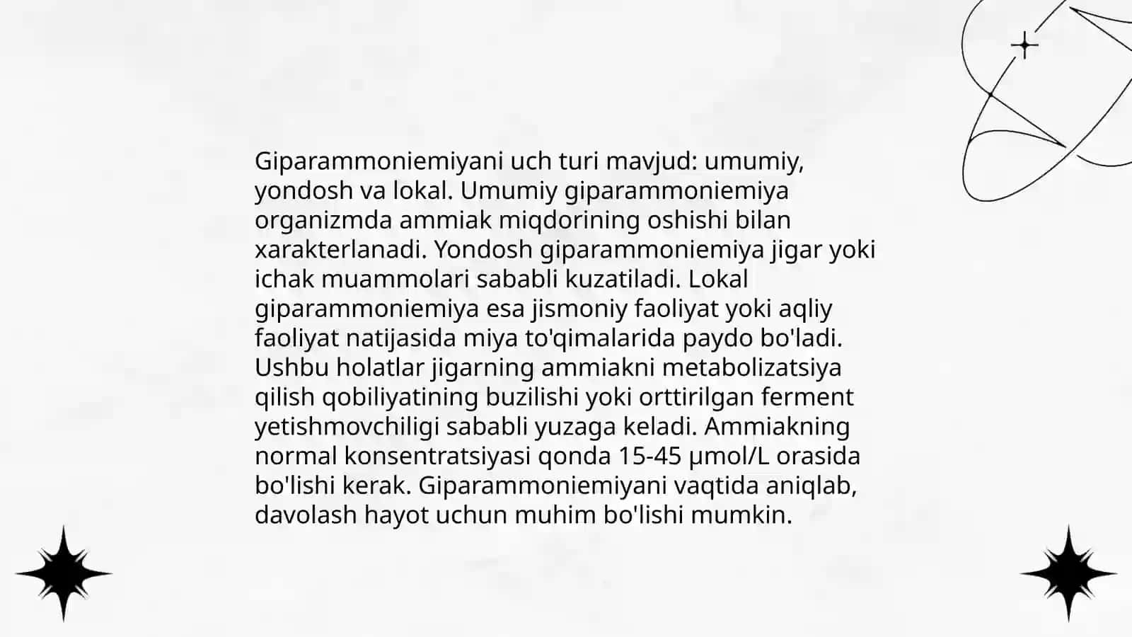 Giperammoniemiya turlari, tashxis qo'yishda klinik ahamiyati 3