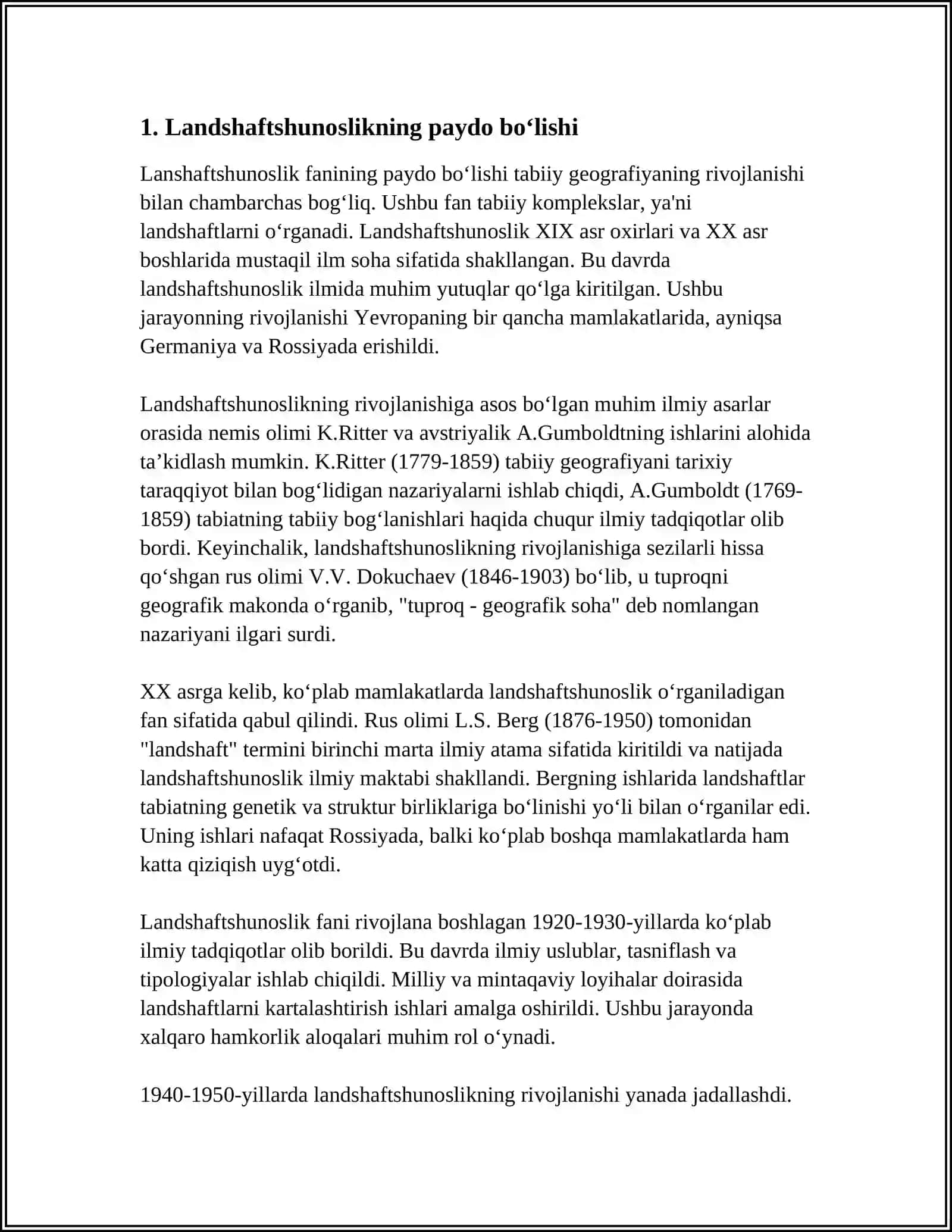 LANDSHAFTSHUNOSLIK FANINING RIVOJLANISH TARIXI 3
