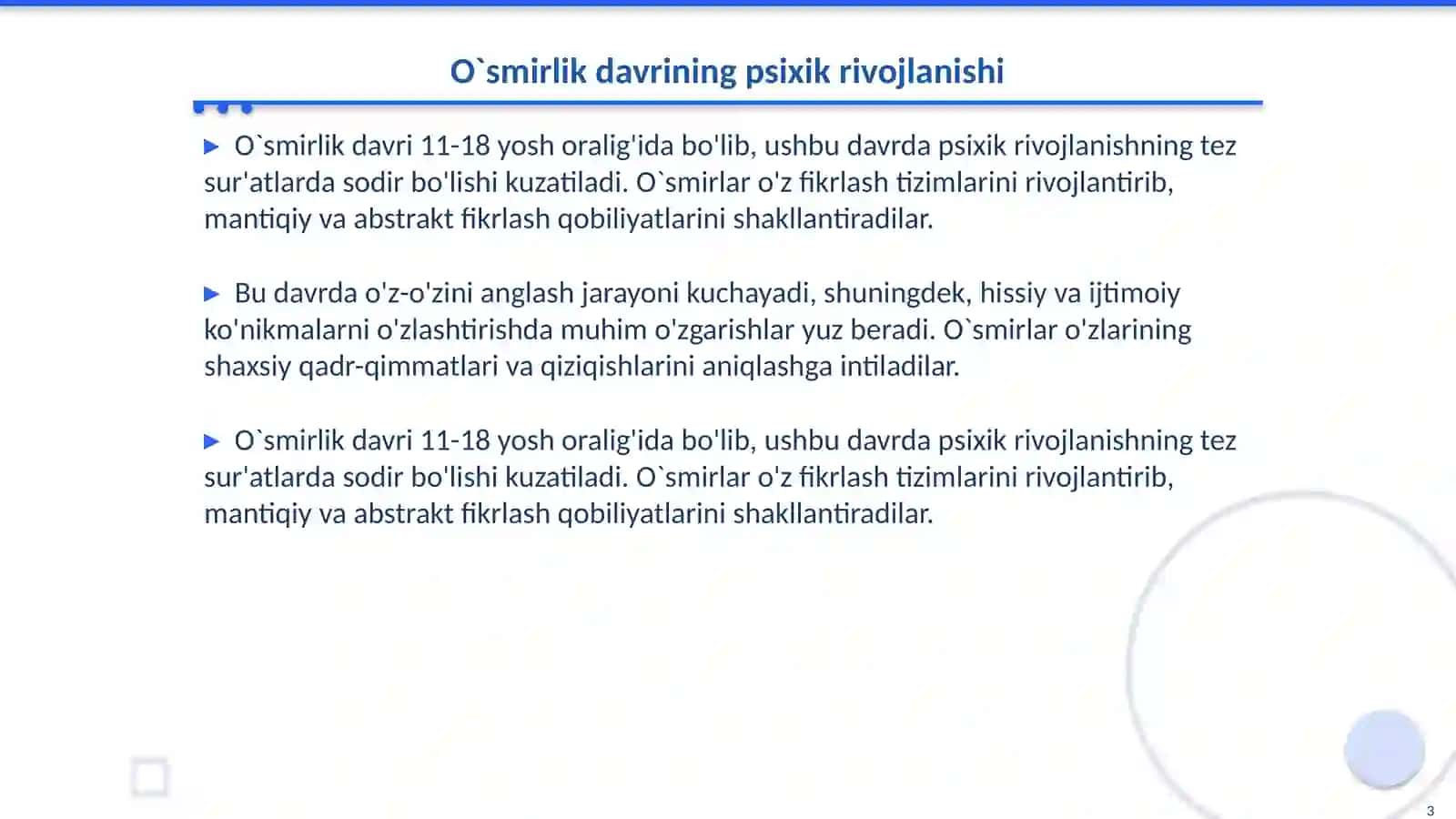 O`smirlik davrida psixikrivojlanish xususiyatlari 3