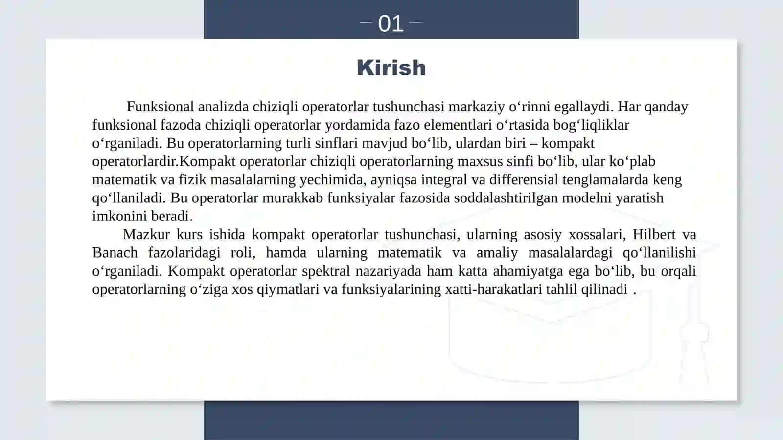 "FUNKSIONAL ANALIZ" FANIDAN Kurs ishi 3