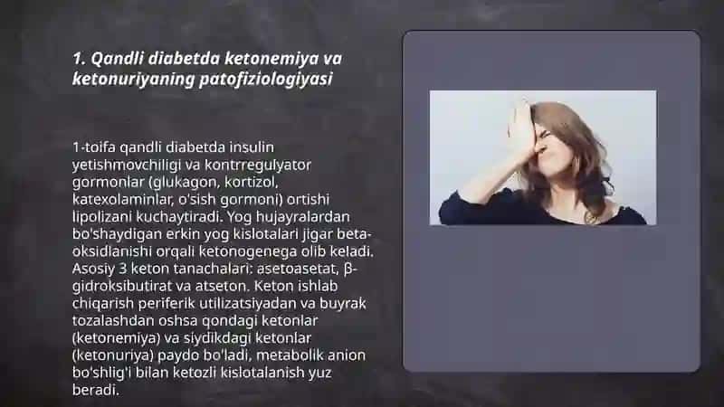 Qandli diabetda va ochlikda ketonuriya va ketonemiya 3