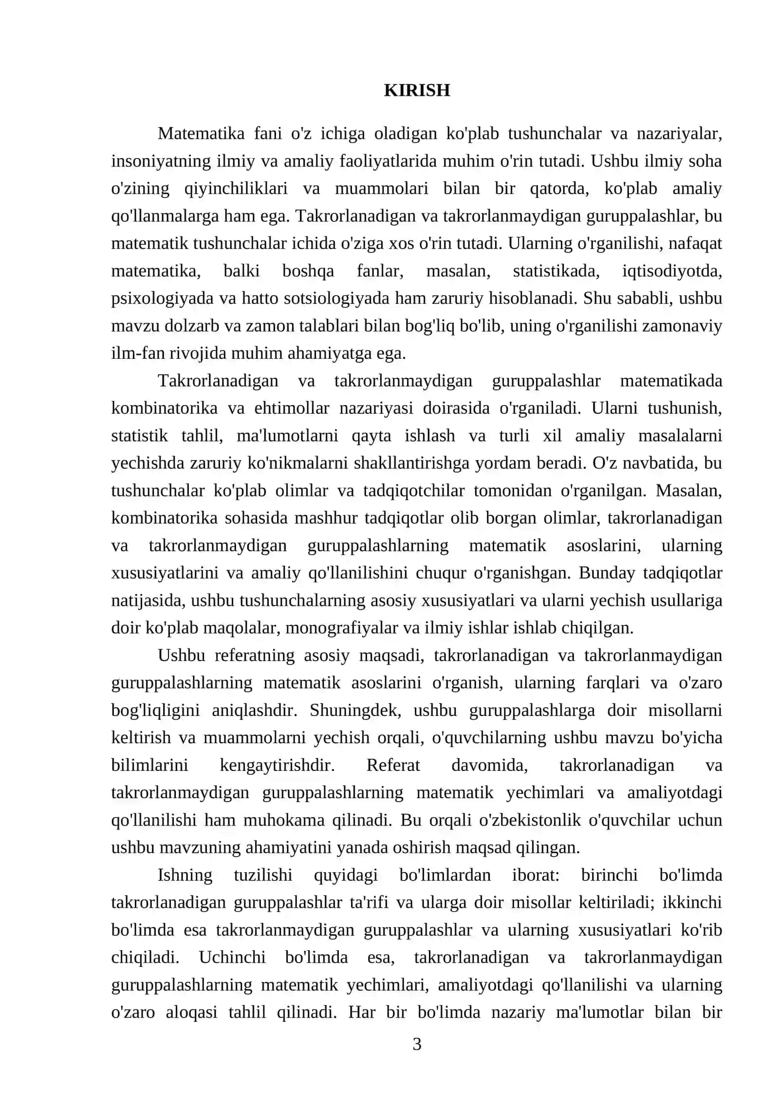Takrorlanadigan va takrorlanmaydigan guruppalashlarga doir misol va masalalar yechish 3