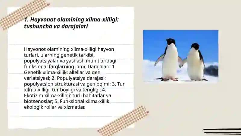 Hayvonot olamining xilma xilligi va uning tabiatda tutgan oʻrni 3