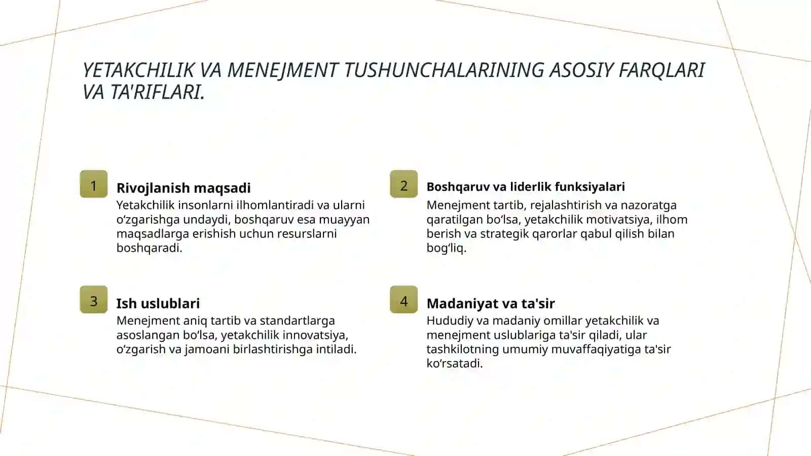 Yetakchilik va menejment: asosiy tushunchalar va farqlari 3