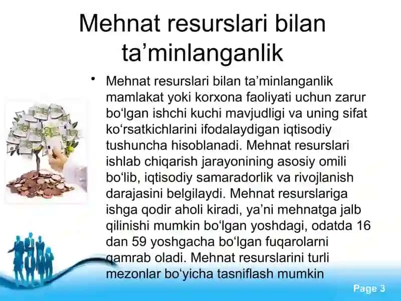 MEHNAT RESURSLARI BILAN TA’MINLANGANLIK VA MEHNAT  UNUMDORLIGI TAHLILI 3