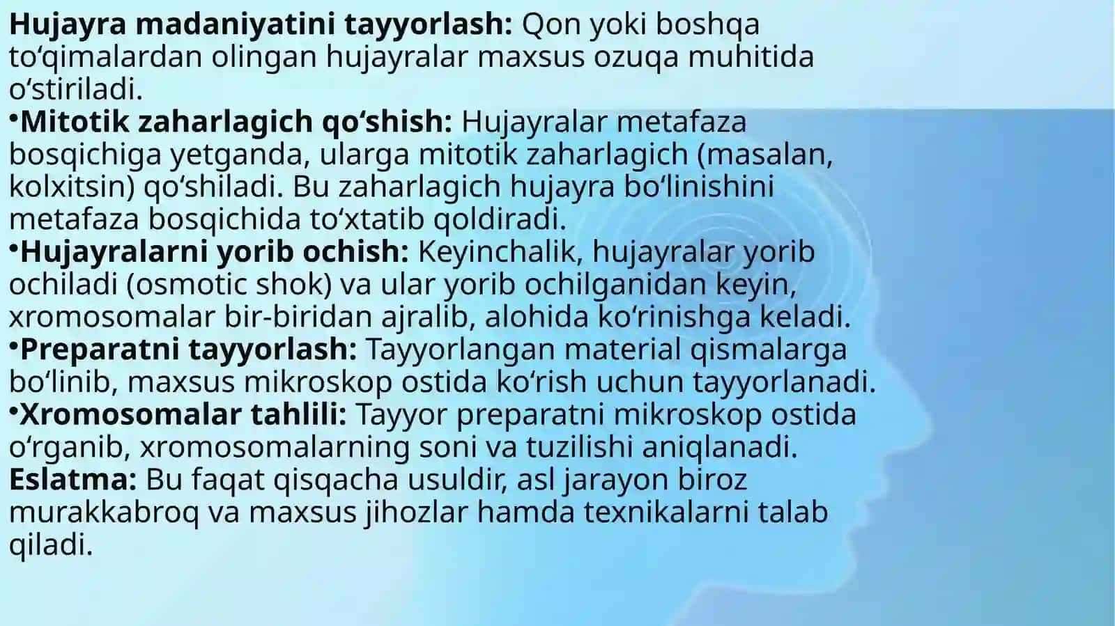 Odamlar xromosomlarini o‘rganish metodlari 3