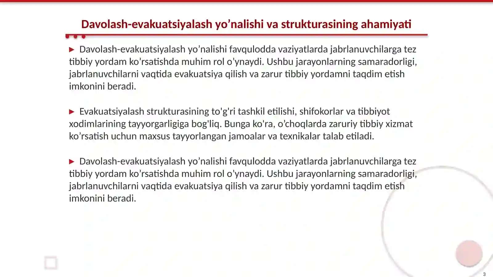 Favqulodda vaziyatlarda jabrlanish o’choqlarida tibbiy yordam ko’rsatishni tashkil qilish 3