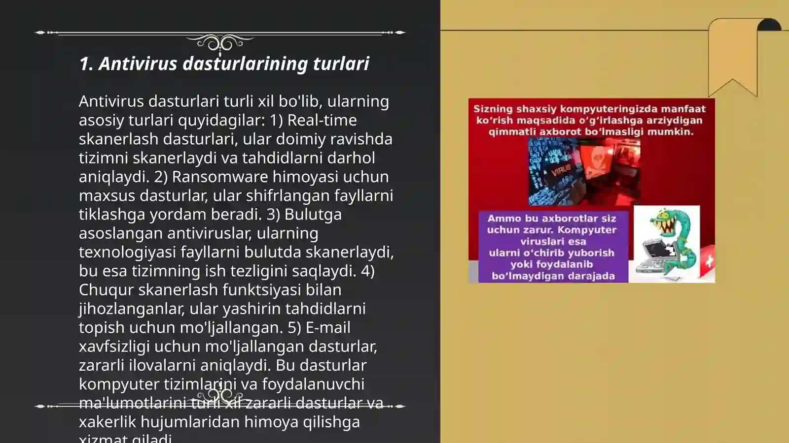 Axborot himoyasi pratakoli.Antiviruslar va fayervol 3