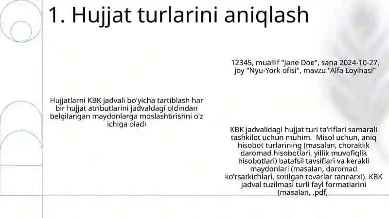 Hujjatlarni KBK jadvali bo'yicha tartiblash 3