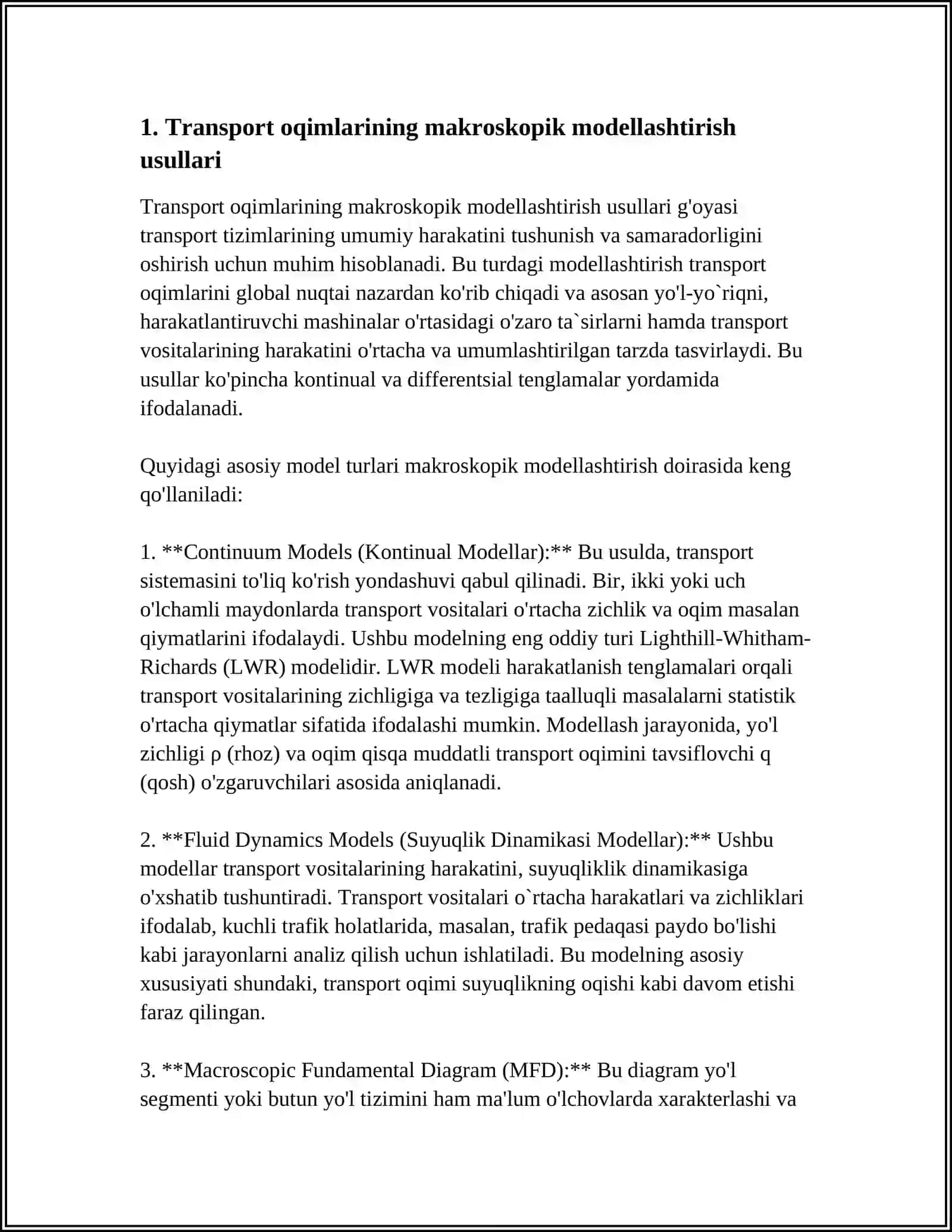 TRANSPORT OQIMLARINI MODELLASHTIRISH USULLARI 3