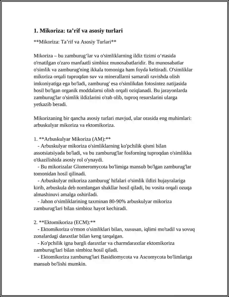 Mikoriza: Taʼrif va Asosiy Turlari 3