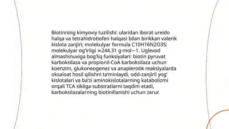Biotin va uning uglevod almashinuviga taʼsiri 3