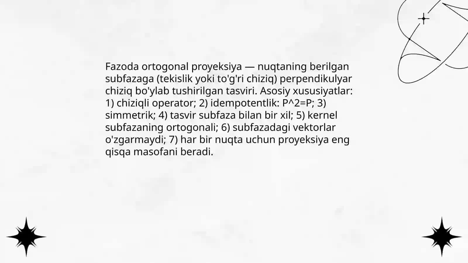 Fazoda orthogonal proyeksiya va undan texnikada foydalanish 3