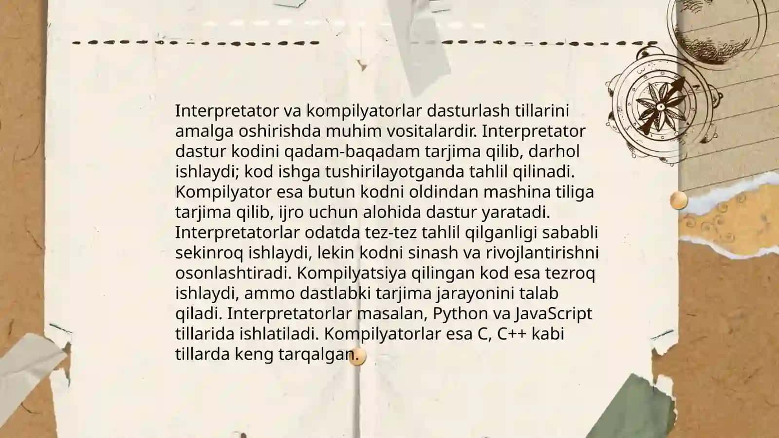 Interpretatorlar va kompilyatorlar. Tanlash operatori bilan ishlash 3