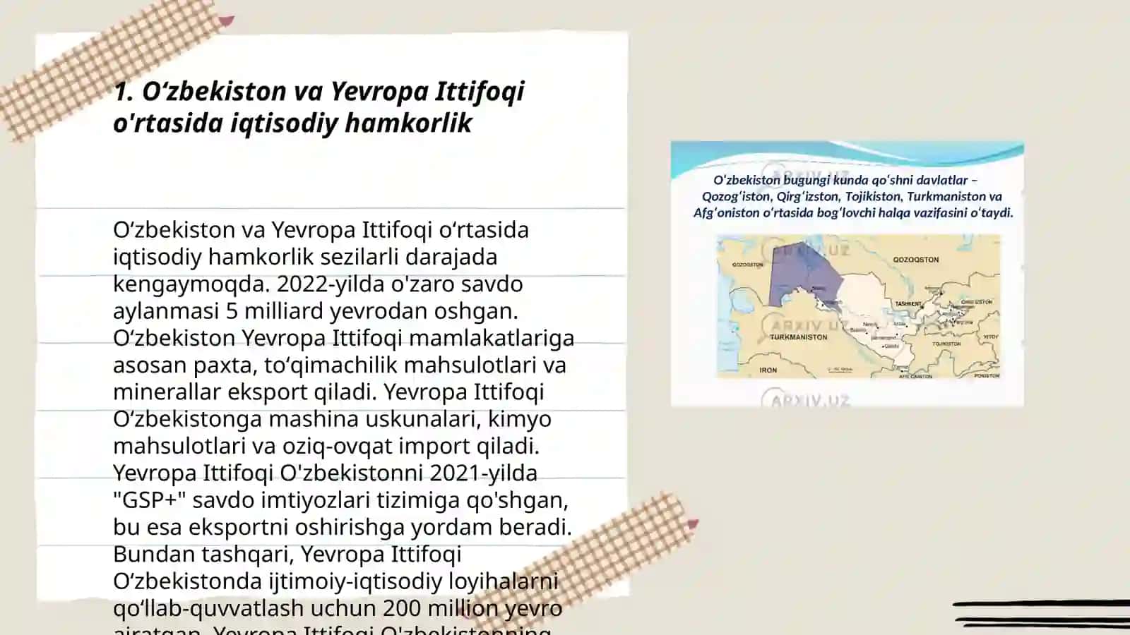OʻZBEKISTONNING Yevropa Ittifoqi mamlakatlari bilan istiqbolli hamkorliklari 3