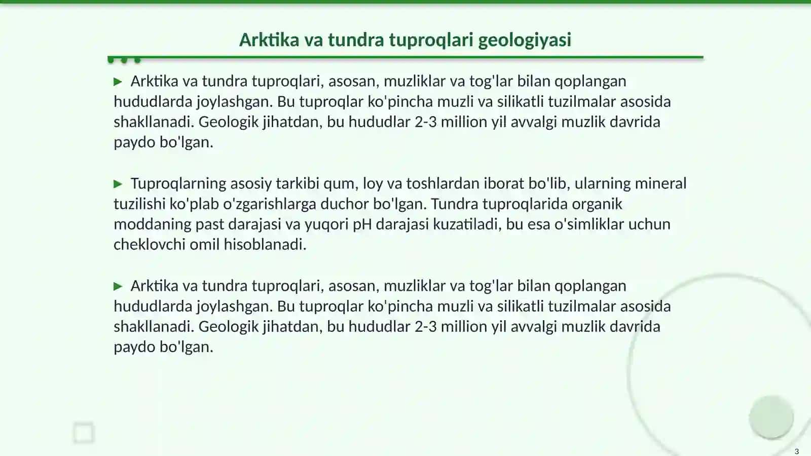 Arktika tunda va oʻrmon tundra tuproqlari 3