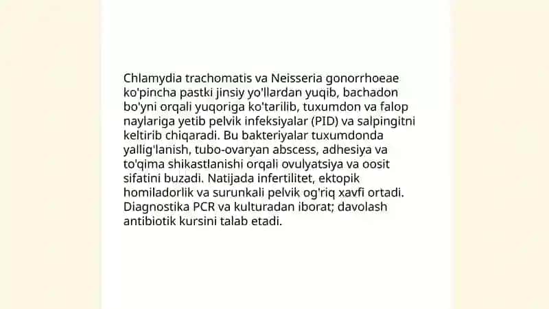 Mikrobiologiyada ayollarda infeksiyalarning tuxumdonga ta’siri 3