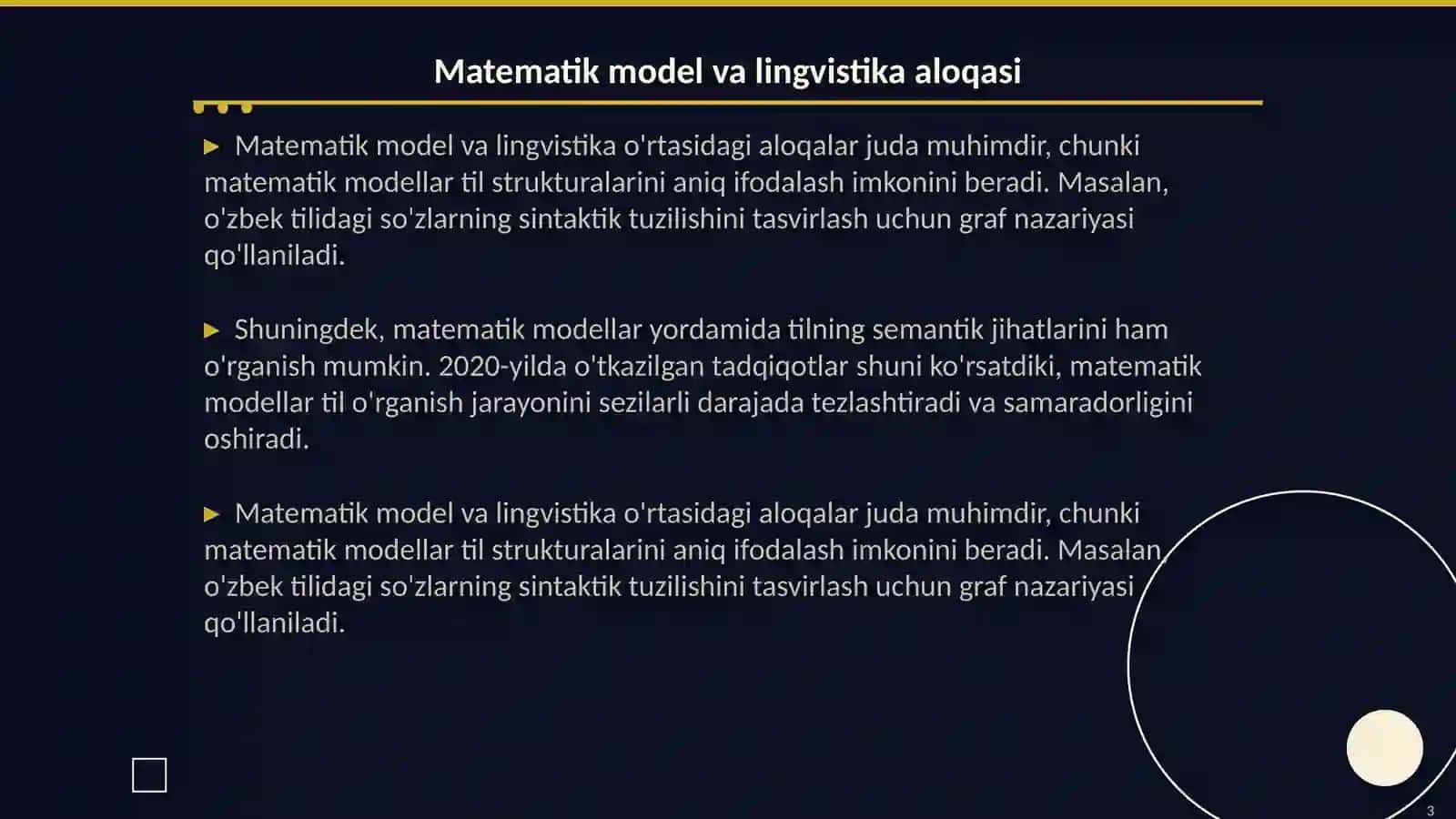 Lingvistlik masalalarni matematik usullar bilan yechish yo'llari 3