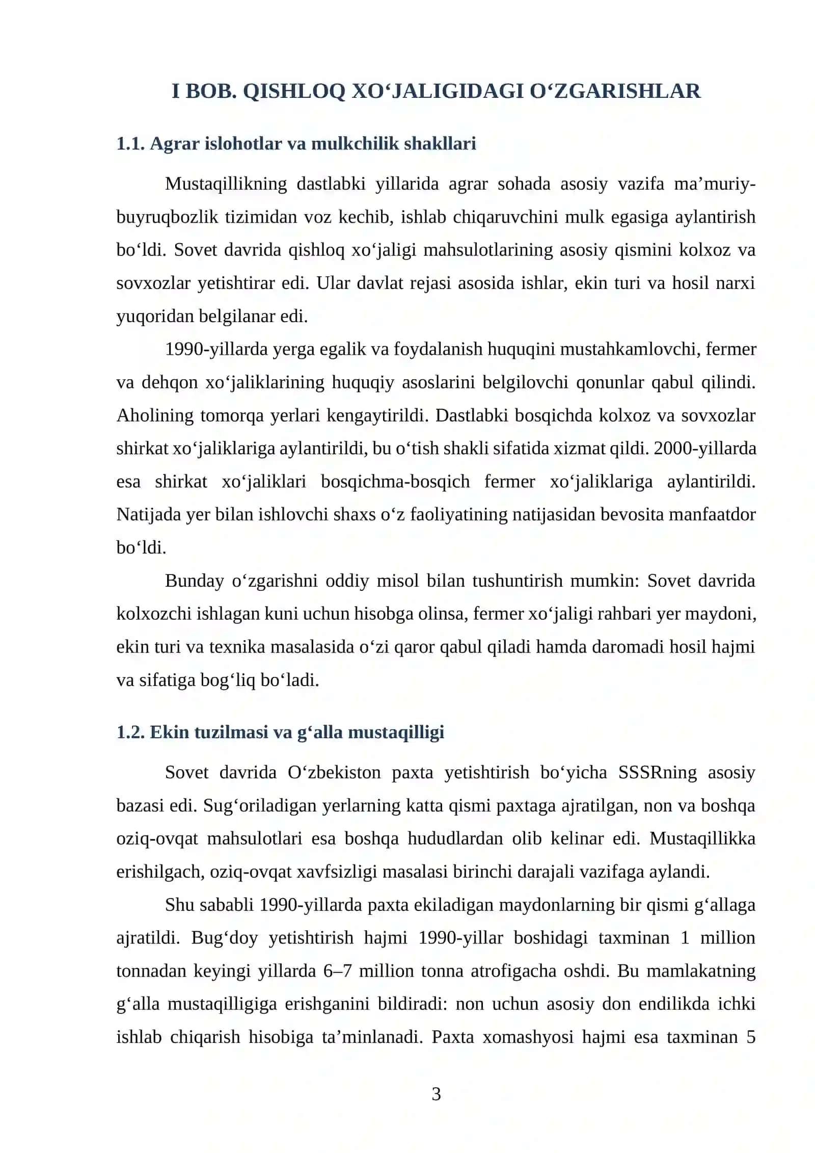 MUSTAQILLIK YILLARIDA QISHLOQ XO‘JALIGI VA SANOAT SOHASIDAGI O‘ZGARISHLAR 3