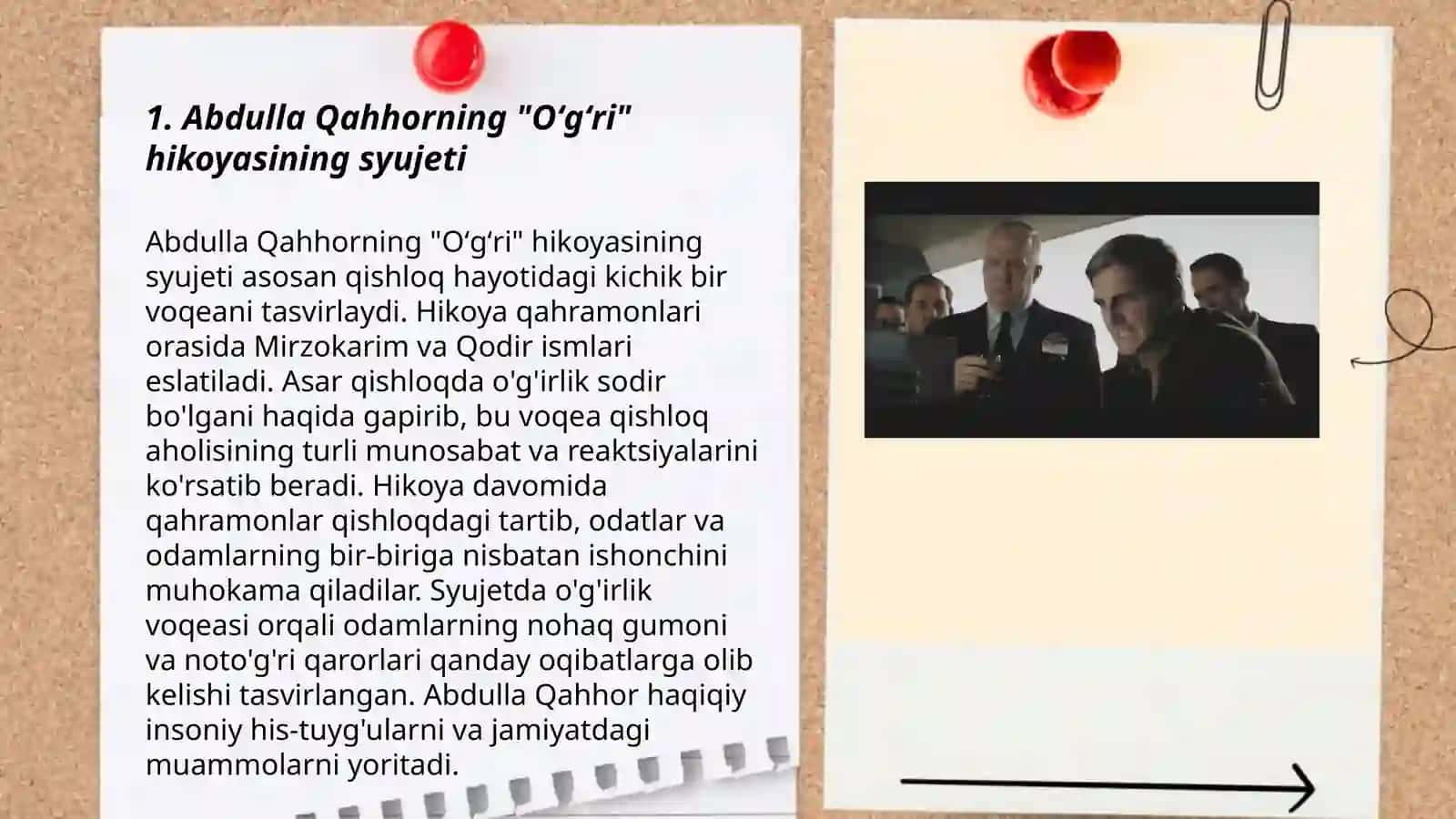 Abdulla Qahhorning "Oʻgʻri" hikoyasidagi syujeti va epizodlar talqini 3