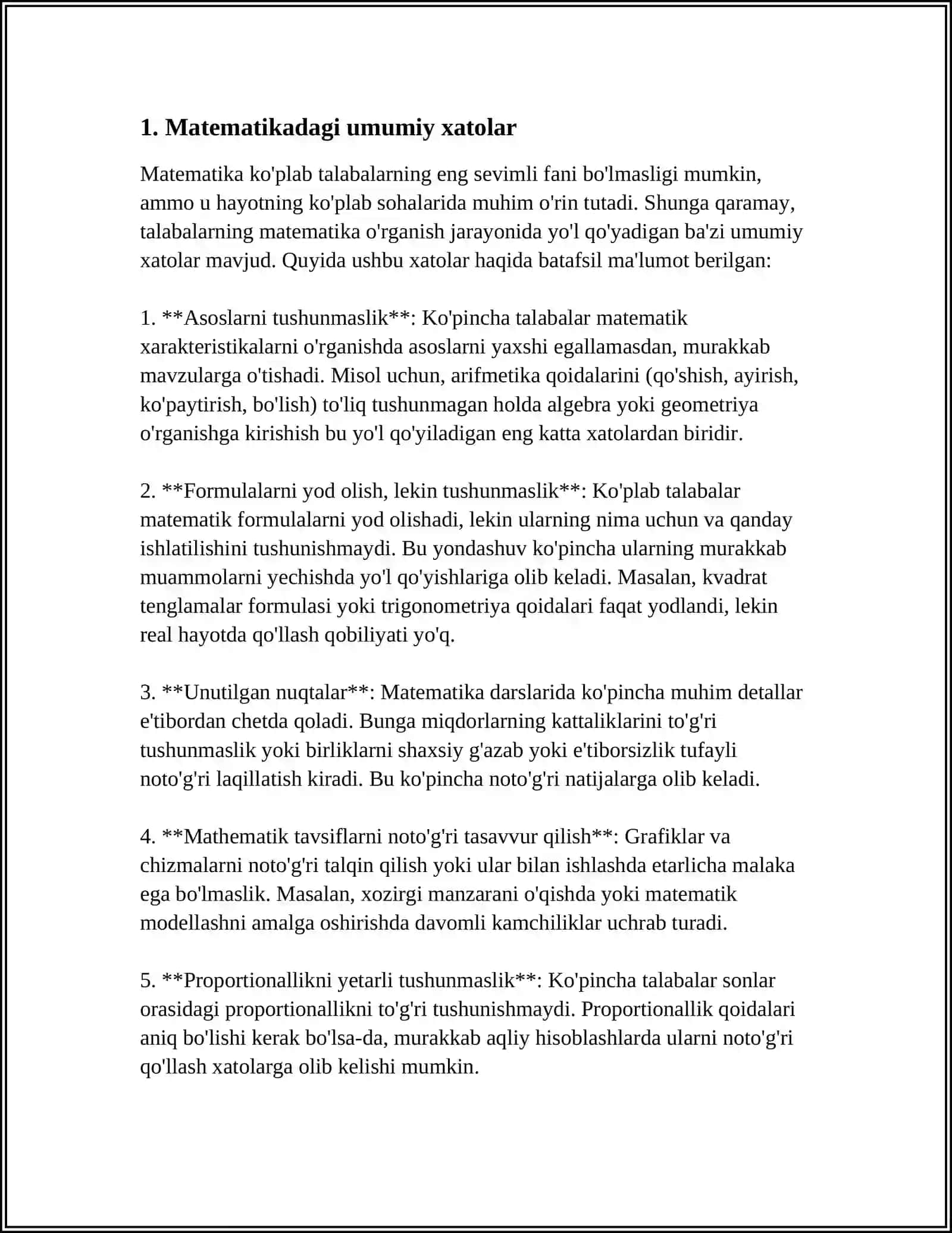 MATEMATIKA DARSLARIDA O'QUVCHILARNING XATO VA KAMCHILIKLARINI TAHLIL QILISH 3