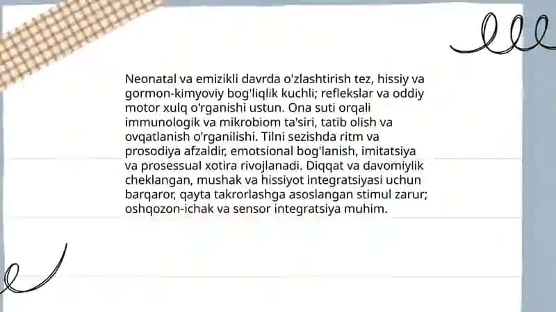 Turli yosh davrlarida o'zlashtirish xususiyati 3