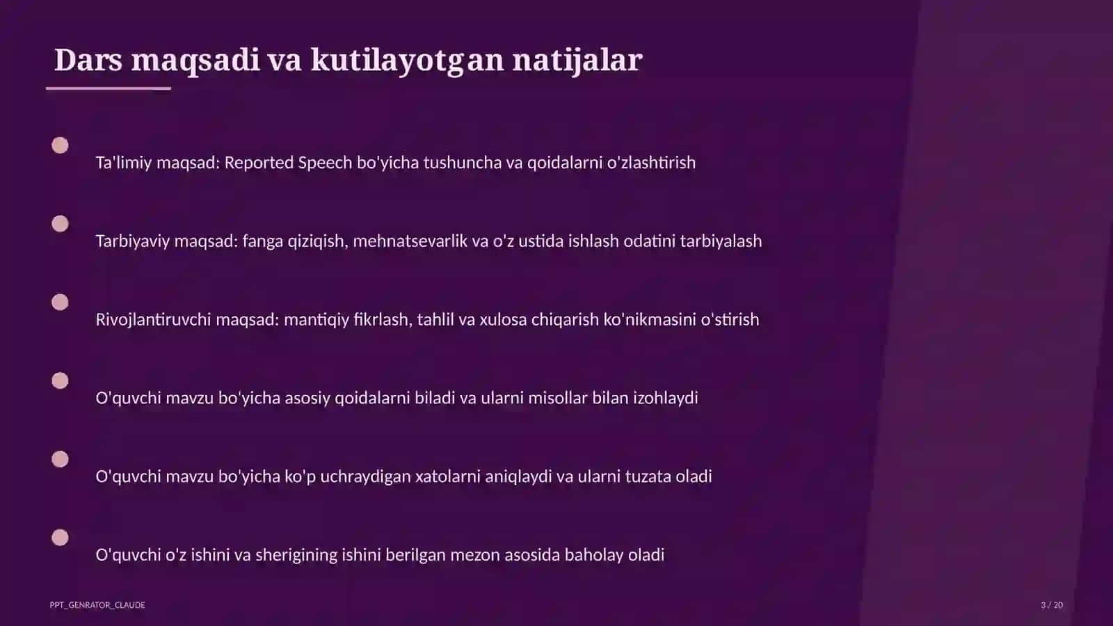 Reported Speech (9-sinf) 3
