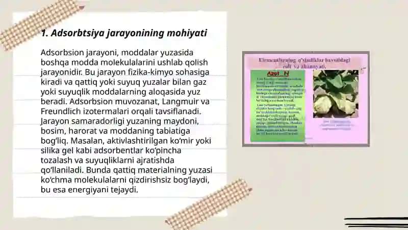 Organizmninig hayot faoliyatida va davolash usullarida adsorbtsiya jarayonining ahamiyati 3