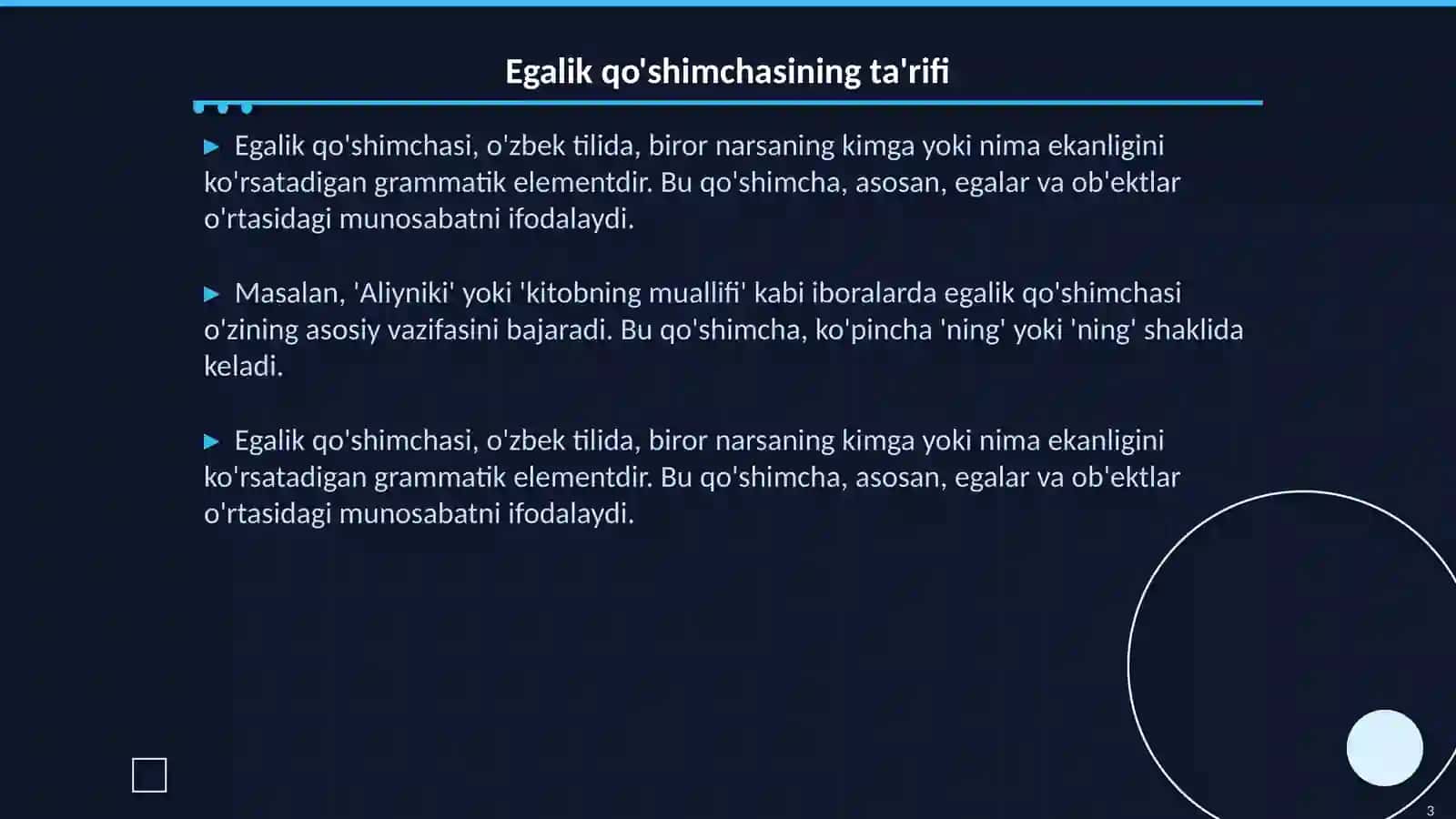 Egalik qo'shimchasidan foydalanish normalari 3