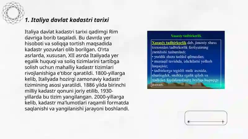 Italya davlat kadastirini yuritish tajribasini urganish va taxlil qilish 3