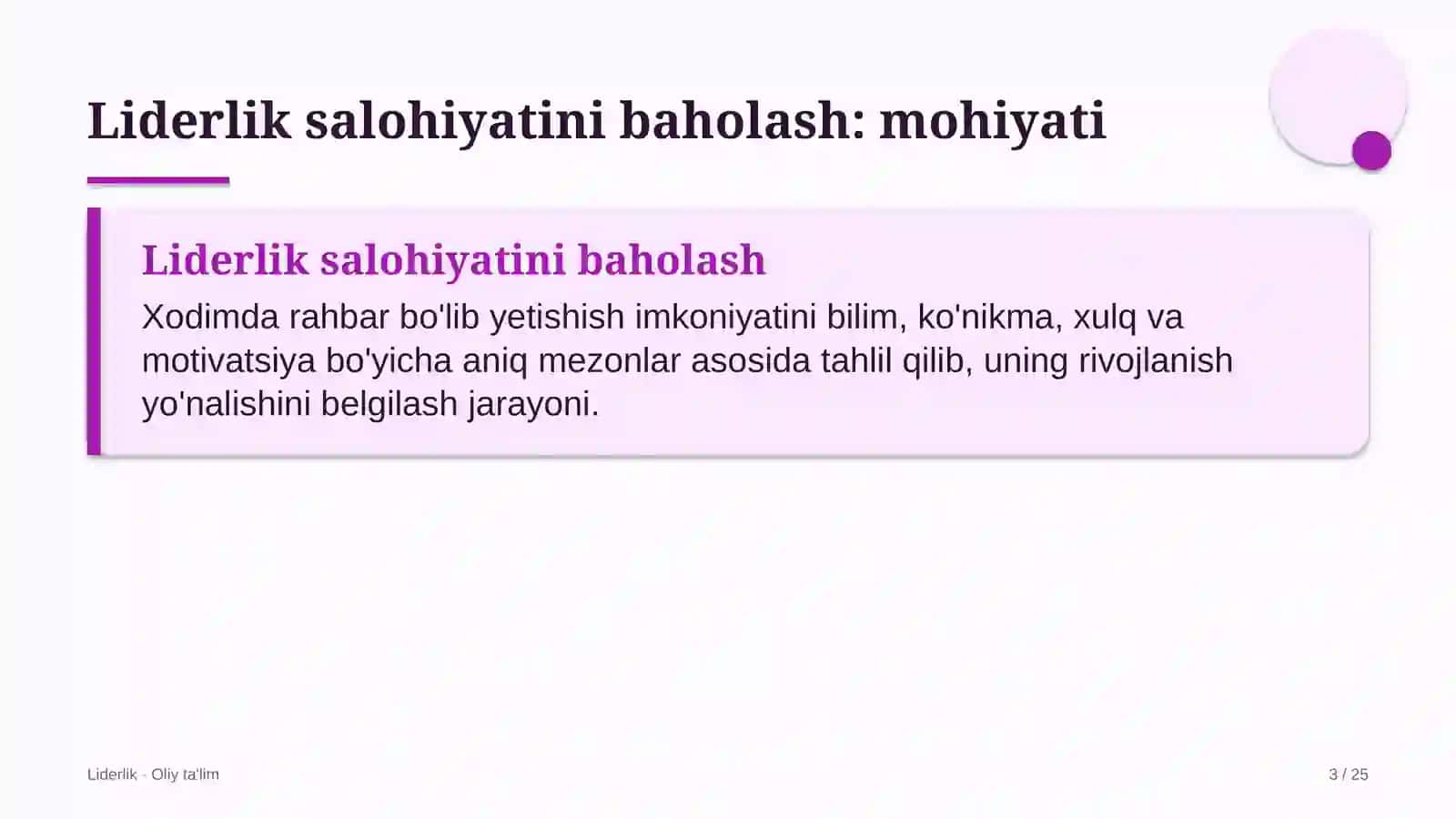 aviatsiya texnikasini ta'mirlash korxonalarida liderlik salohiyatini baholash 6614 3