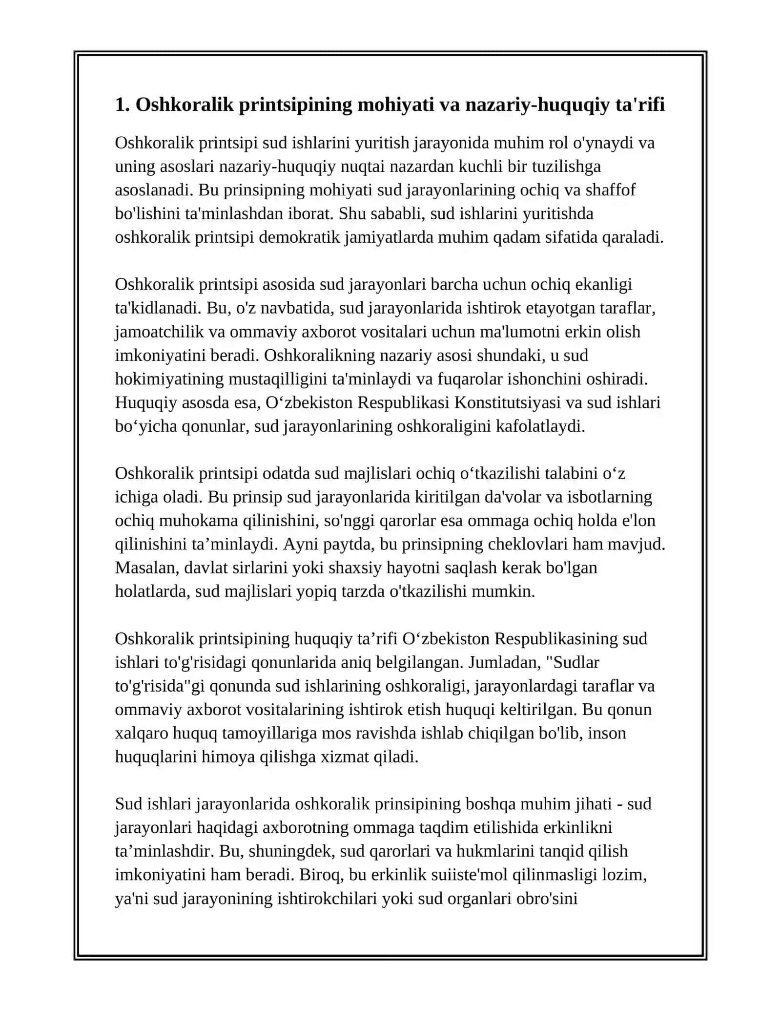 SUD ISHLARINIYURITISHNING OSHKORALIGI PRINSIPINING NAZARIY-HUQUQIY ASOSLARI 3