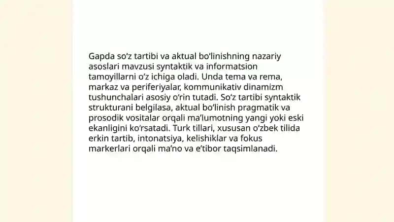 Gapda so‘z tartibi va aktual bo‘linishning nazariy asoslari 3