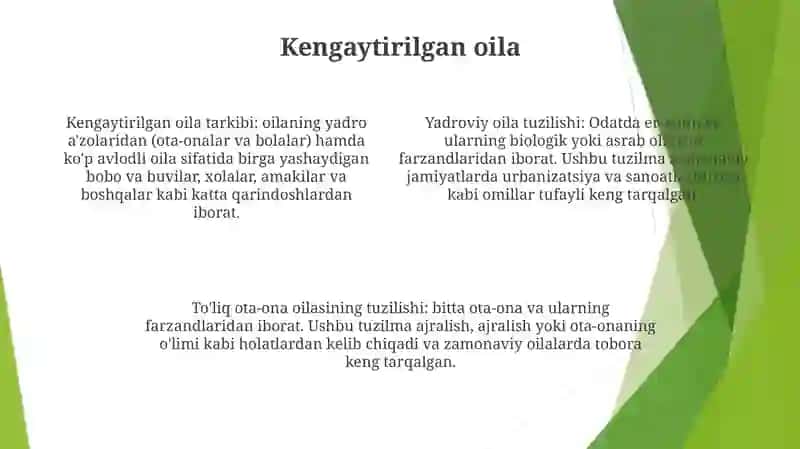 Hozirgi Zamon Oilalarning Turlar Va Ularning Mazmuni 3