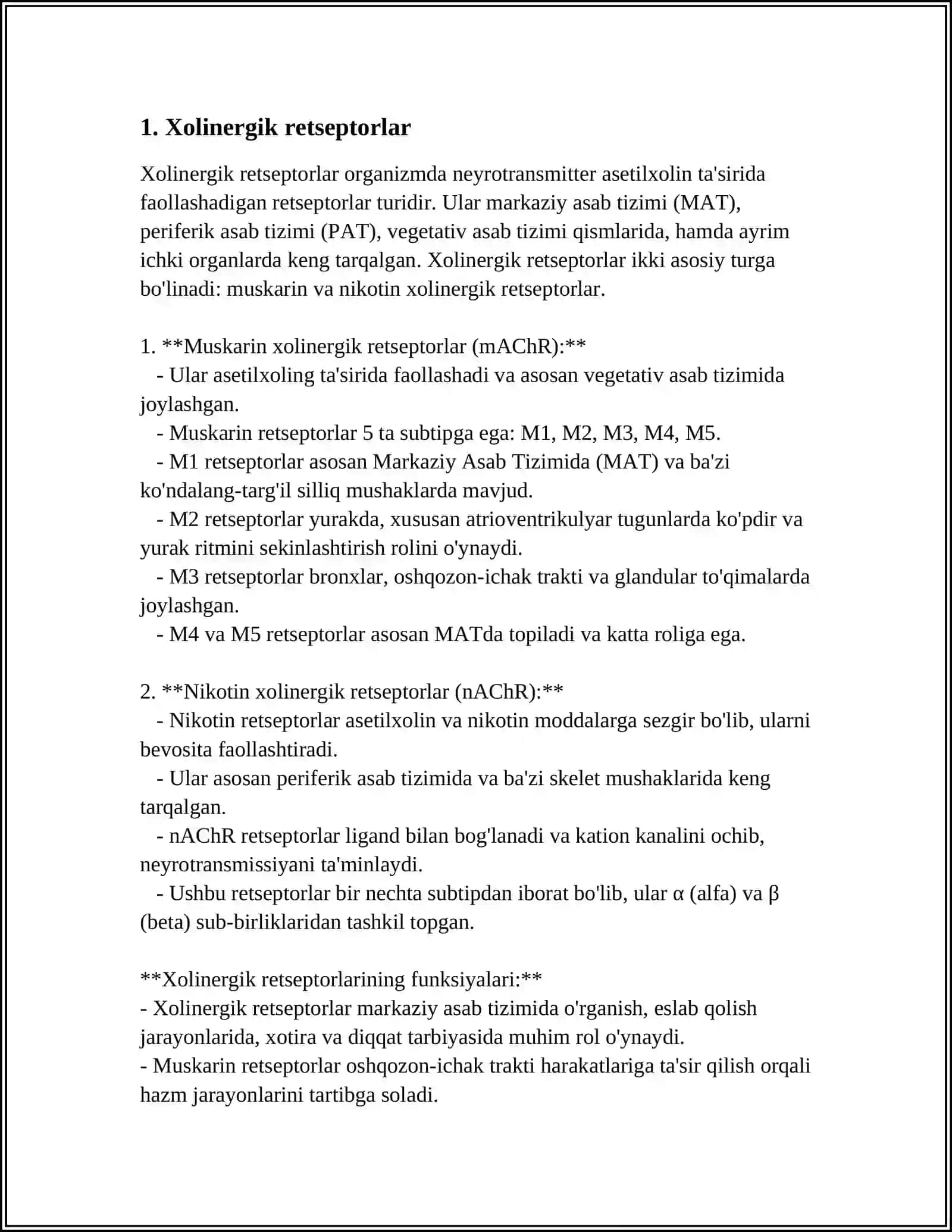 XOLINERGIK SINAPSLARGA TAʼSIR QILADIGAN MODDALAR 3