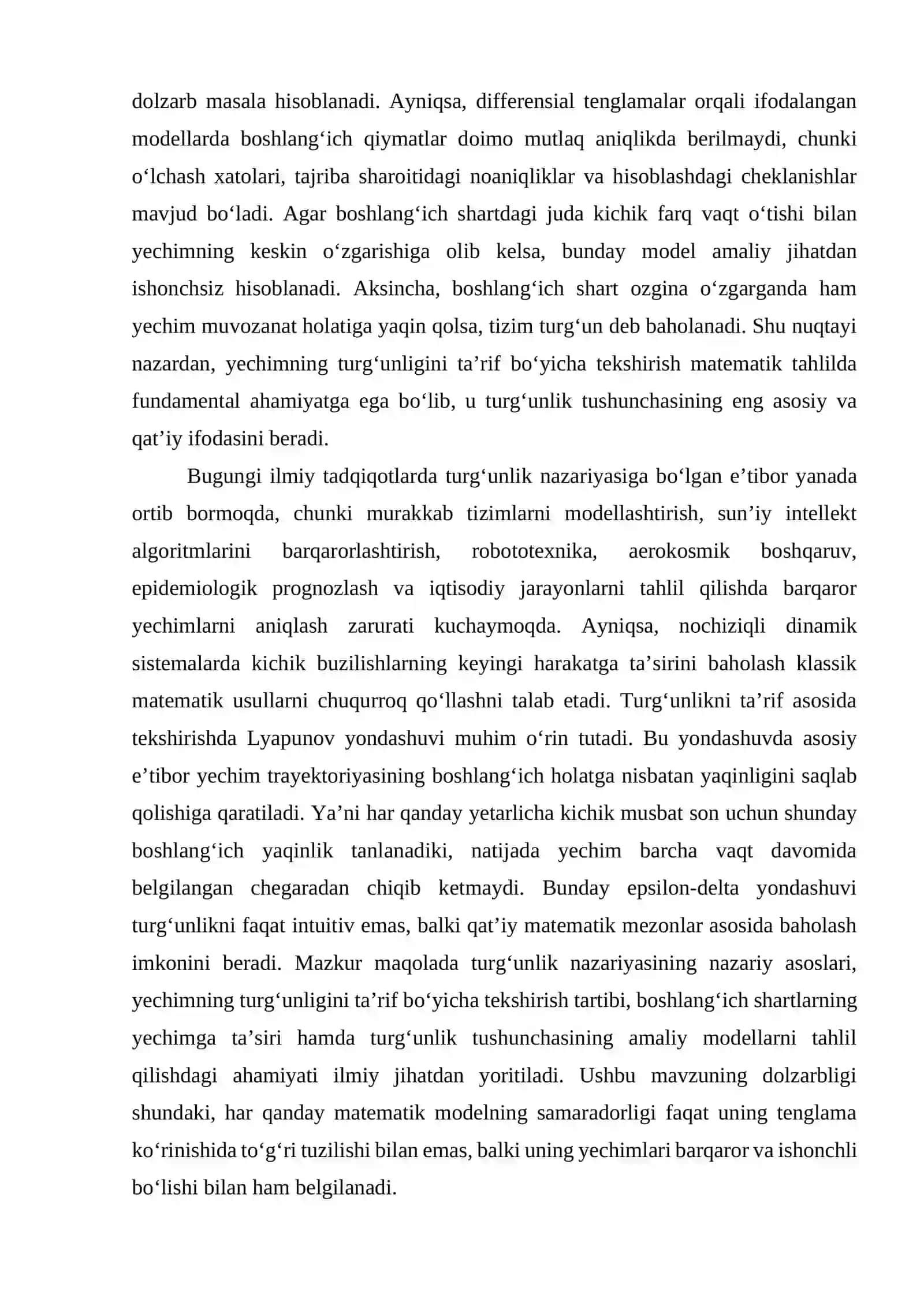 TURG‘UNLIK NAZARIYASI: YECHIMNING TURG‘UNLIGINI TA’RIF BO‘YICHA TEKSHIRISH 3