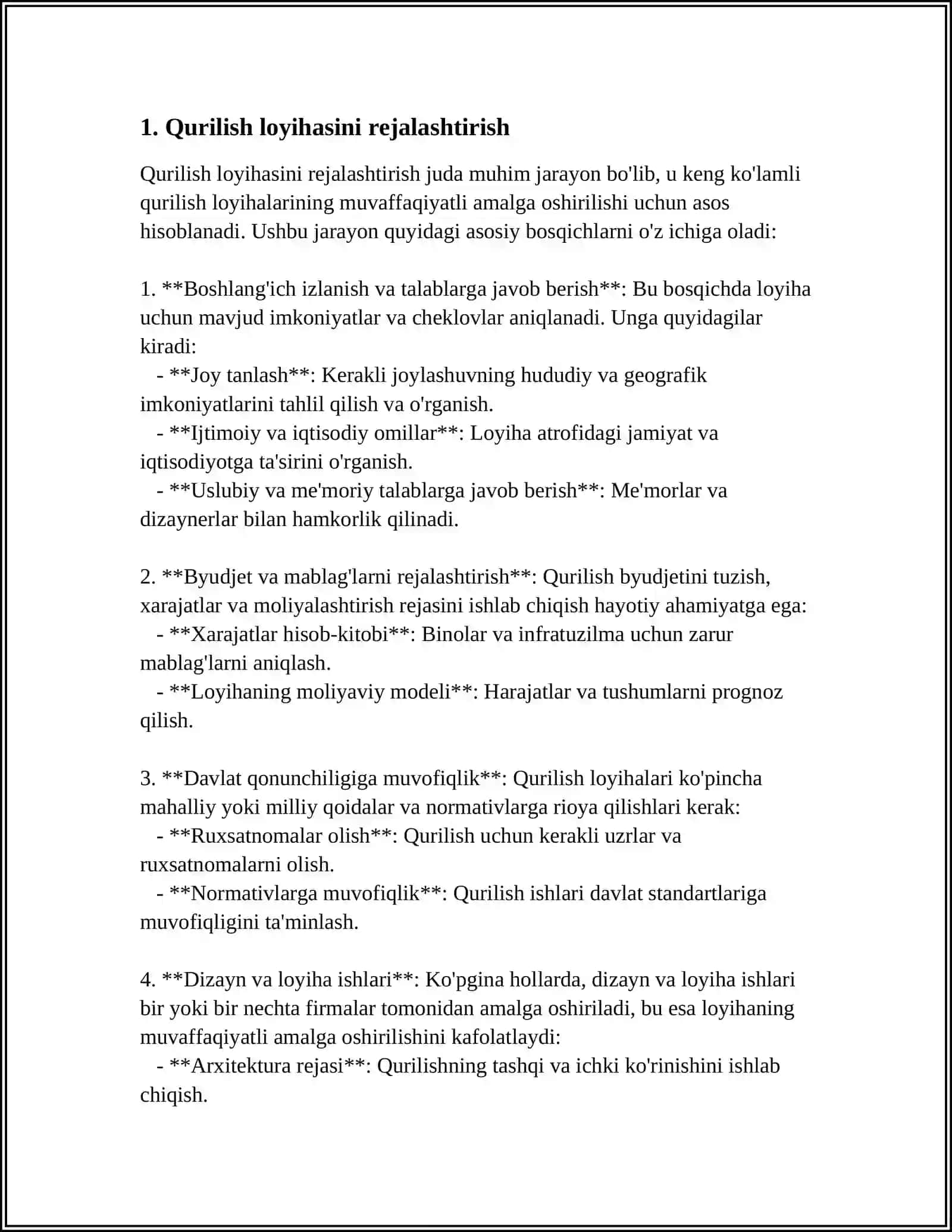 QURILISH BOSH PLANI 3